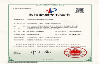 专利证书：一种秸秆生物质炭化生产系统